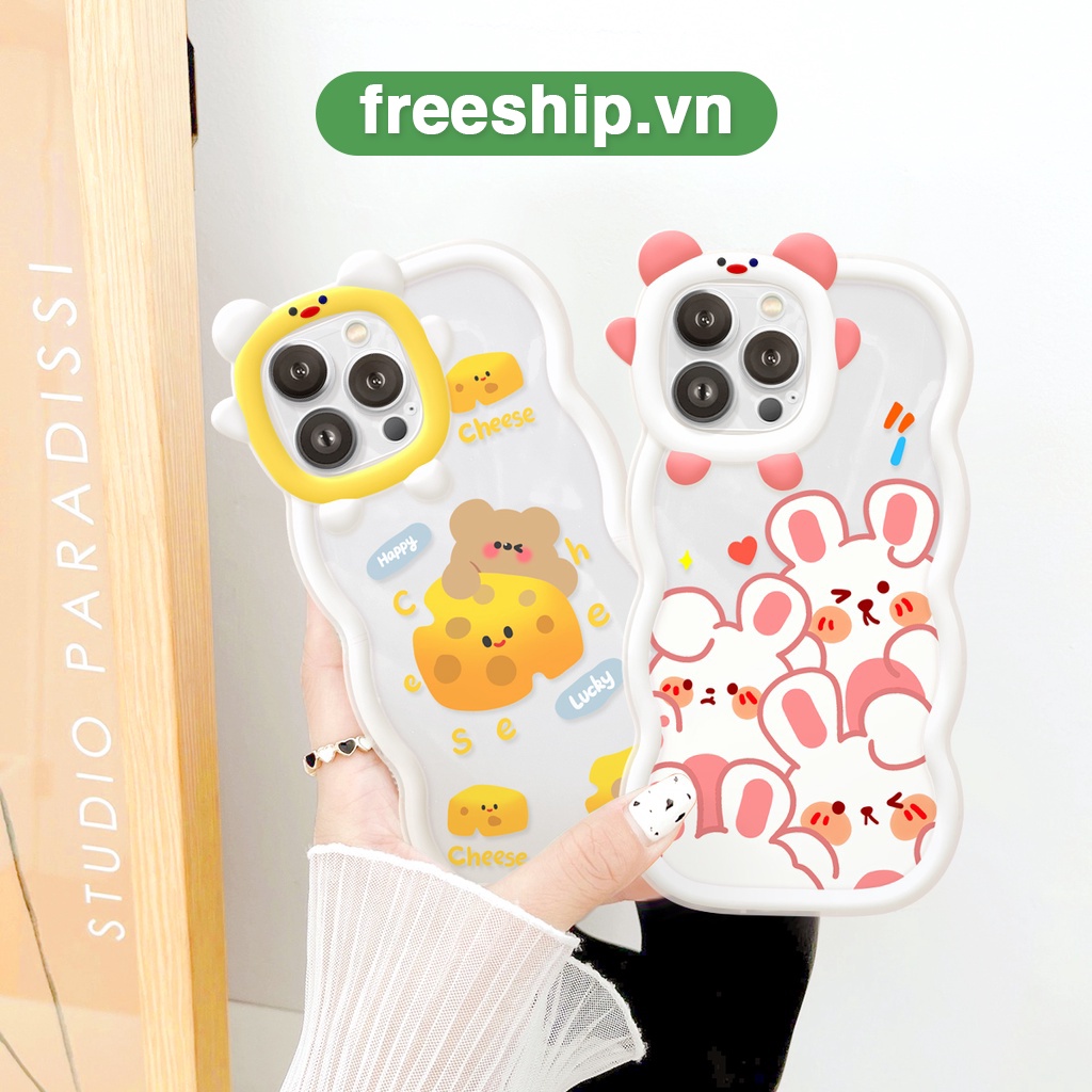 Ốp iphone viền gấu lượn sóng Yummy Cheese love cho 6/6plus/6s6splus/7/7plus/8/8plus/x/xr/xs/11/12/13/pro/max/plus/promax