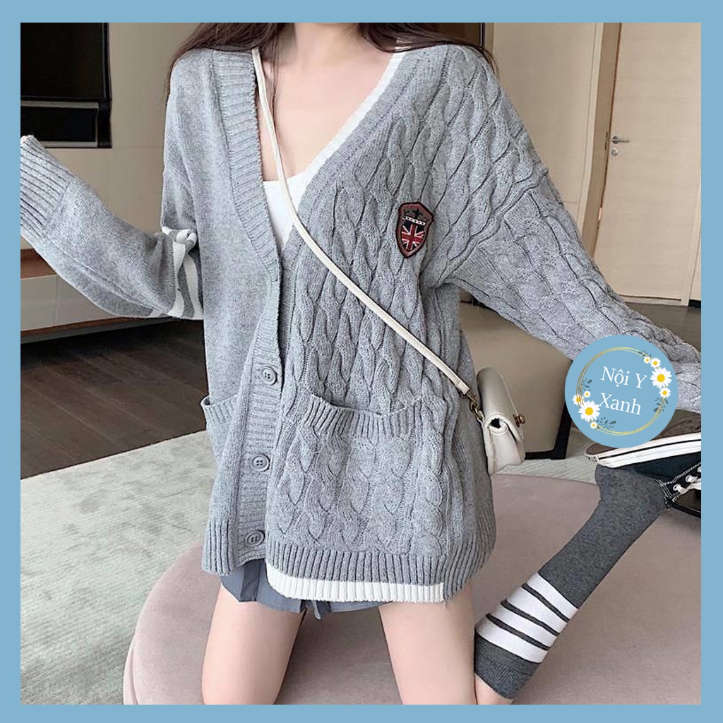 áo khoác cardigan len thừng dáng thon dài kèm khuy hàng QC Nội Y Xanh [ ẢNH THẬT VIDEO] hot trend thu đông ấm áp