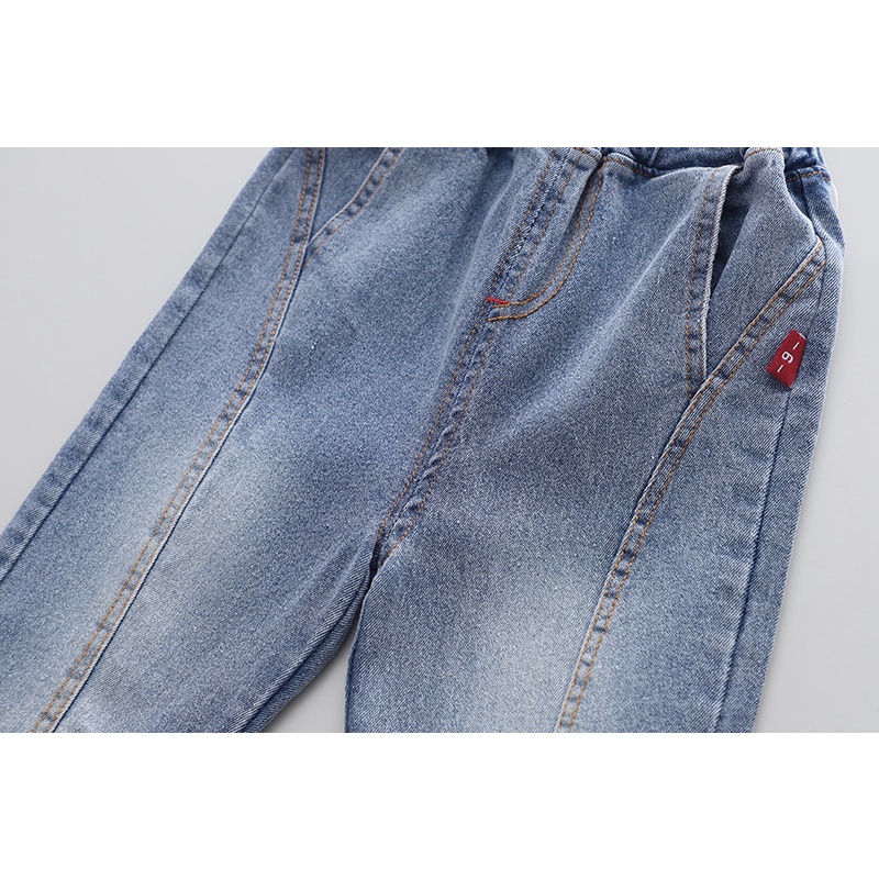 Bộ Áo Sơ Mi Tay Dài + Quần Denim Phong Cách Hàn Quốc Thời Trang Mới Cho Bé Trai Gái Kích Thước 80-120cm