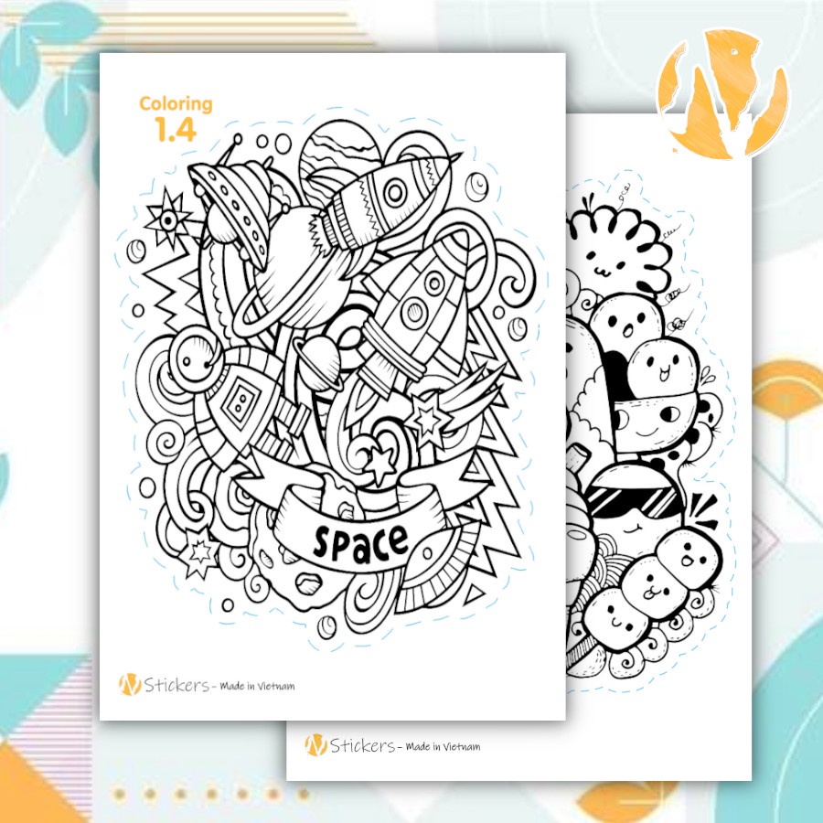 Sticker tự tô màu, tự cắt D1