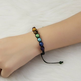 Vòng Tay Chuỗi Hạt Đá Núi Lửa Chakra 7 Màu