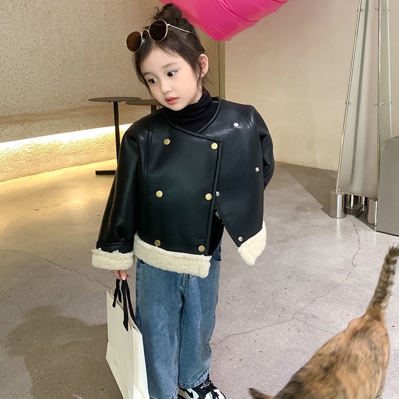 Áo khoác da thời trang thu đông cao cấp cho bé. Áo da có lớp lót lông cừu siêu ấm mềm mịn