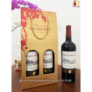 Hộp giấy 2 chai rượu vang Pháp France Maison