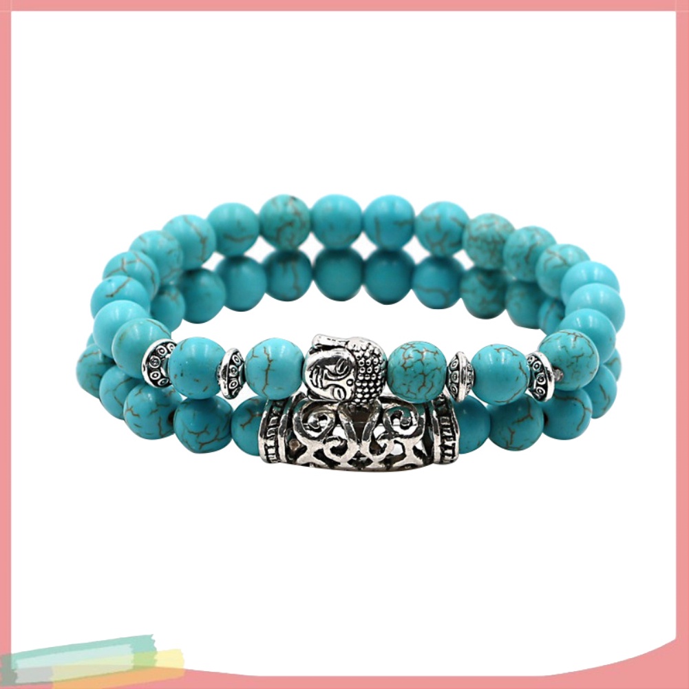 Bộ 2 vòng tay chuỗi hạt đá tự nhiên màu trơn thời trang