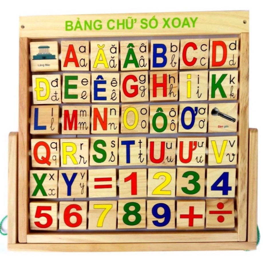 Đồ Chơi Bảng Chữ Số, Chữ Cái Tiếng Việt Xoay Bằng Gỗ Giúp Trẻ Phát Triển Trí Tuệ, An Toàn Cho Bé