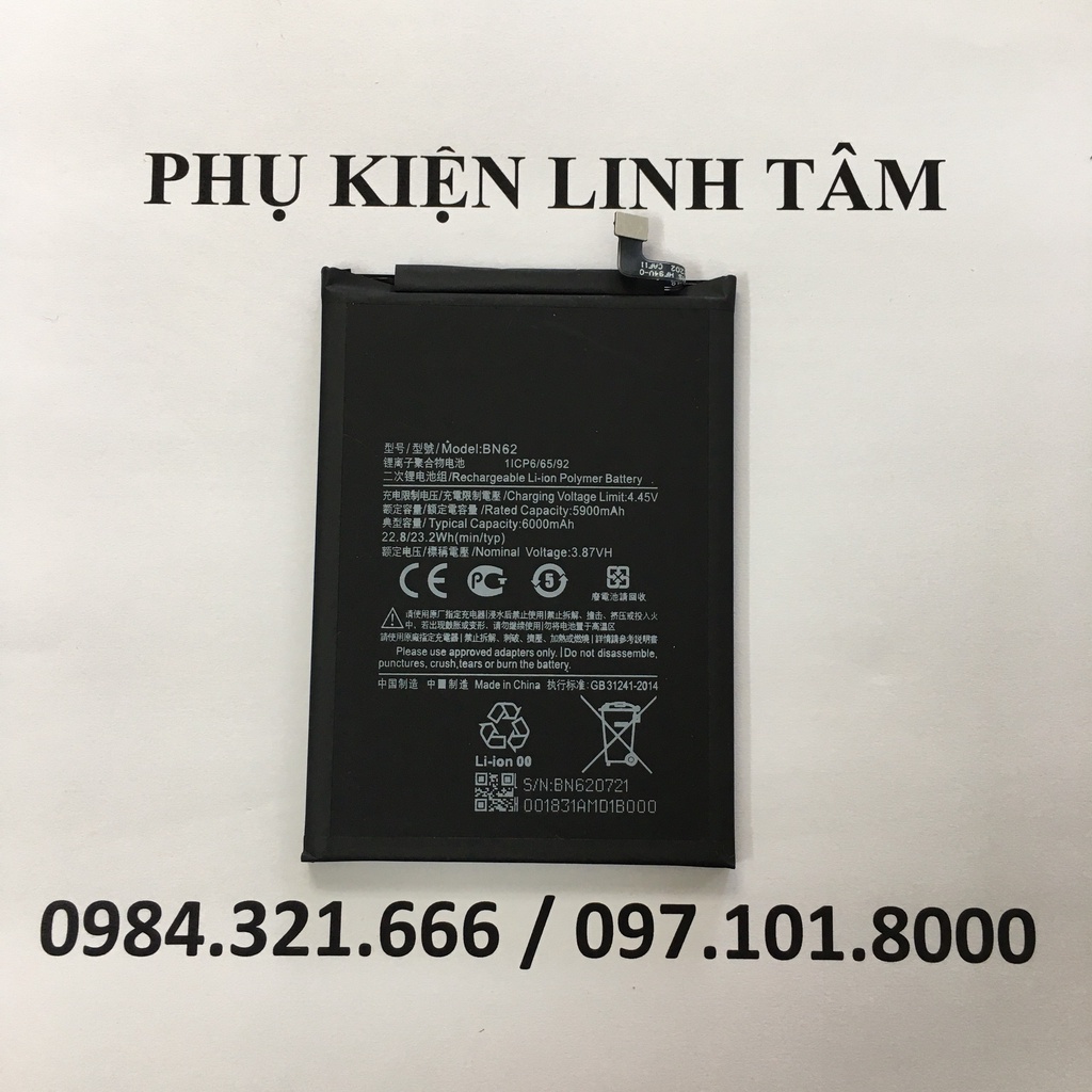 Pin Xiaomi Poco M3, Redmi Note 9 4G, Pin BN62