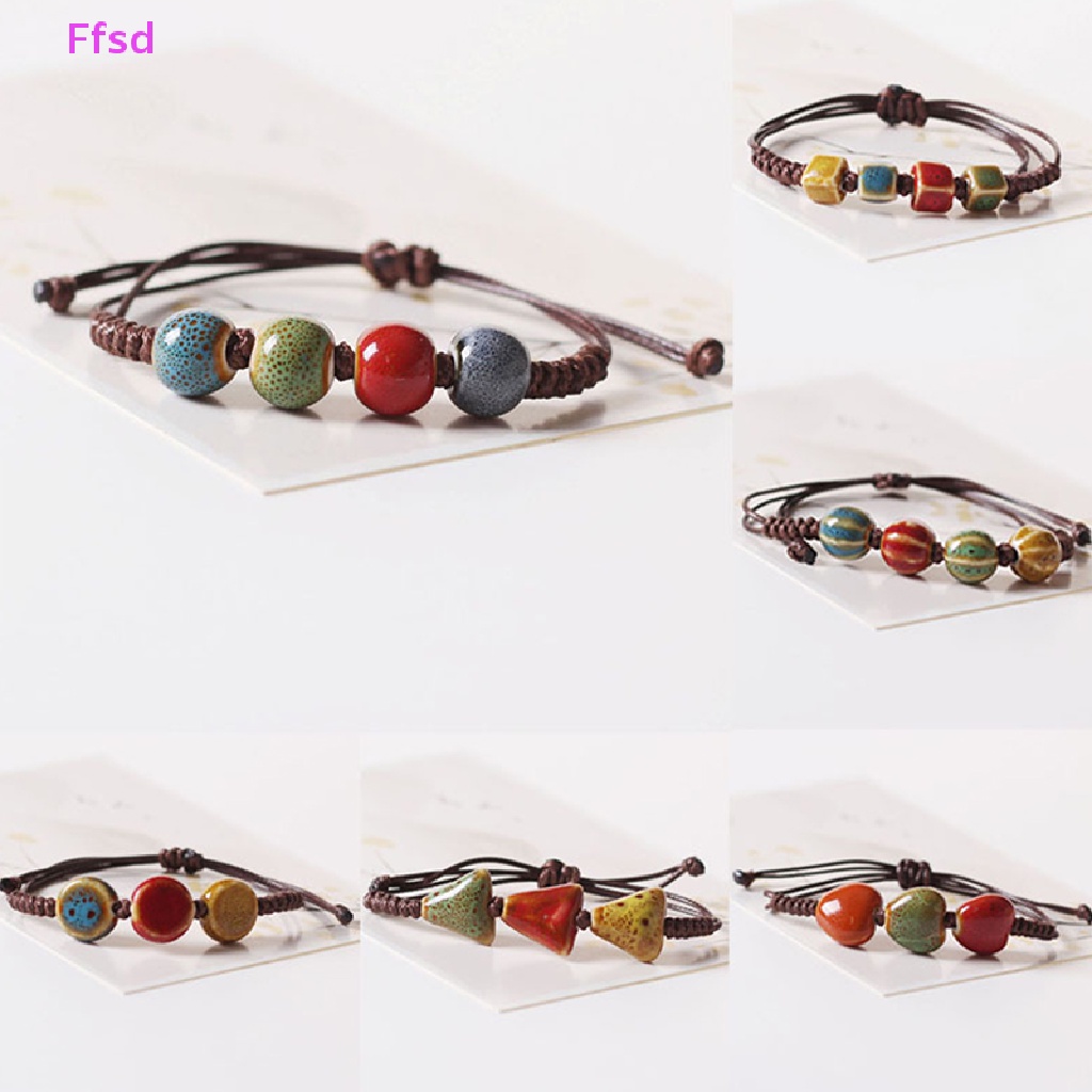 {Ffsd} Vòng Tay Hạt Gốm Sứ Handmade Phong Cách Dân Tộc Thời Trang Thường Ngày Có Thể Điều Chỉnh Dành Cho Nam Và Nữ * Bán Chạy