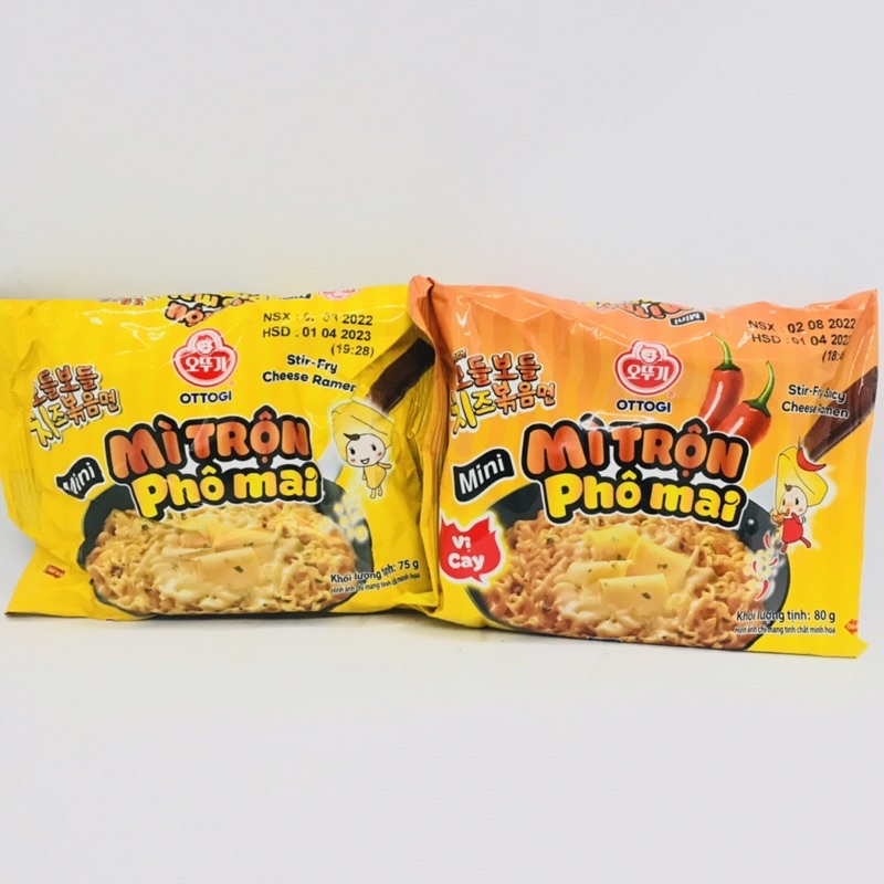 Mì trộn phô mai kiểu Hàn Quốc ottogi vị không cay 80 g, vị cay 75 g