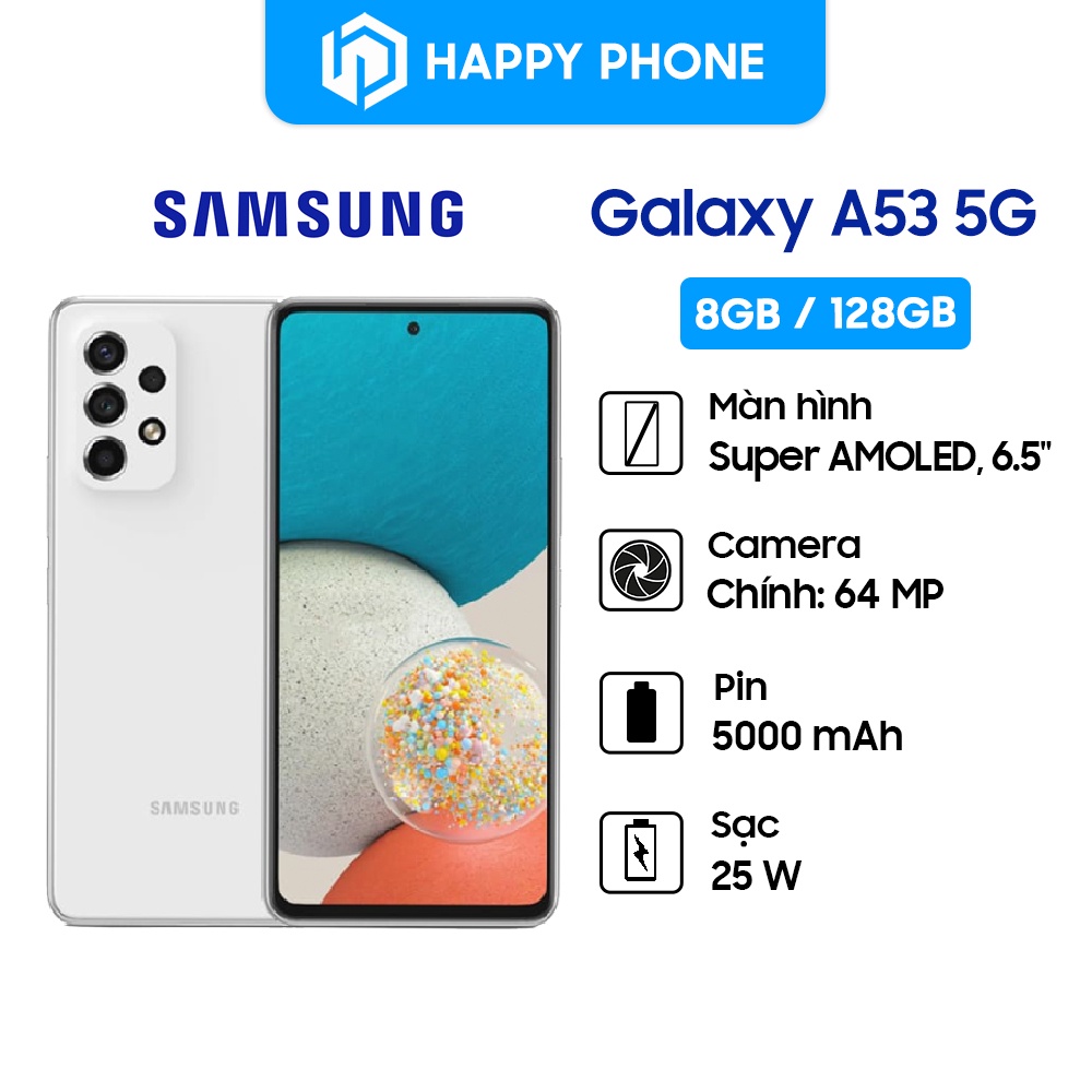 Điện thoại Samsung Galaxy A53 5G - Hàng Chính Hãng, Mới 100%, Nguyên seal, Bảo Hành 12 Tháng