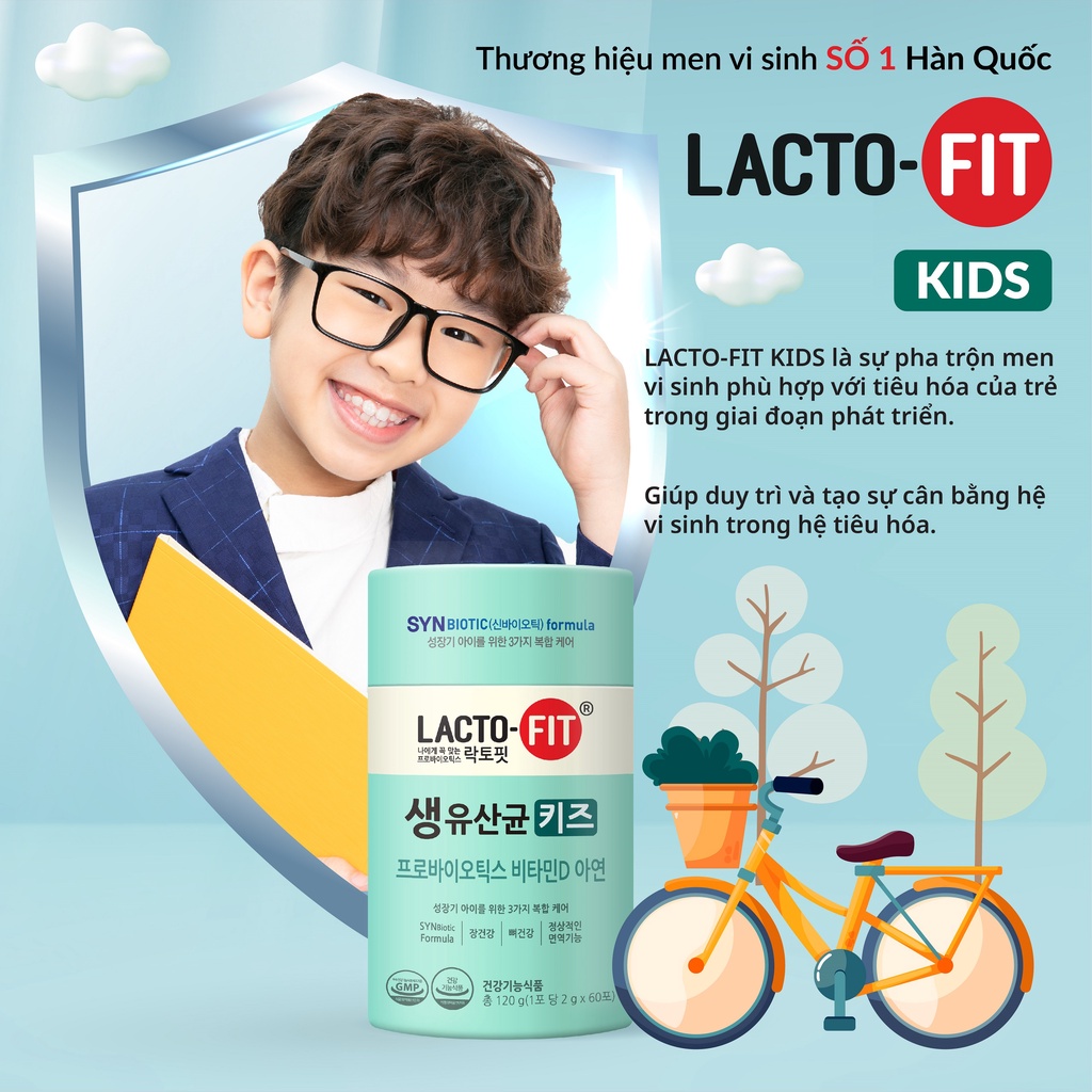 [HSD 23.08.2023] Combo 2 Hộp 60 Gói Men Vi Sinh Cho Bé LACTO-FIT KIDS Cải Thiện Đường Ruột, Tăng Đề Kháng (60 gói x 2g)