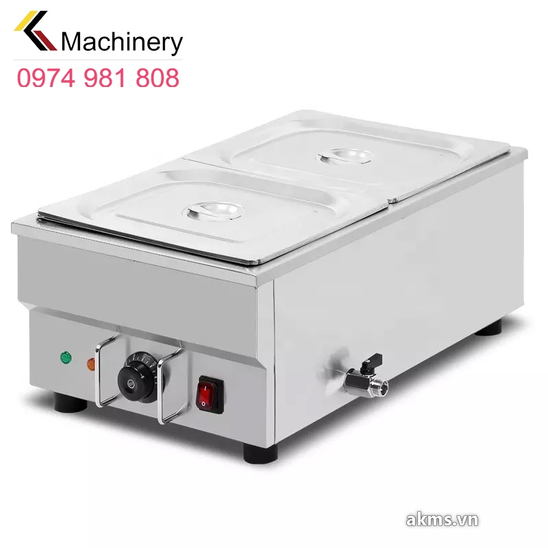 Bếp cách thủy hâm nóng và giữ ấm thức ăn 2 ngăn Bain Marie BM-2T, khay GN 1/2 x 100mm,công suất 1.5kW