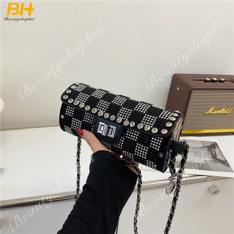 Túi đeo dưới cánh tay Đính Đá Phối Dây Xích Thời Trang 2022 Cho Nữ