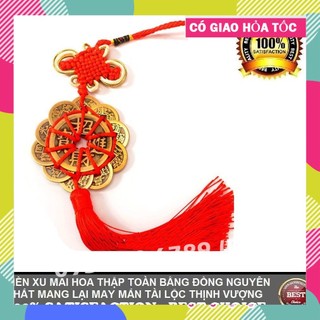 Dây đồng xu hoa mai 10 cánh thập toàn phong thuỷ tài lộc may mắn