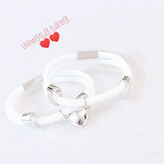 [Couple Love] Vòng tay cặp dây bện khoá cao cấp có gắn hai nửa trái tim từ tính hút nhau