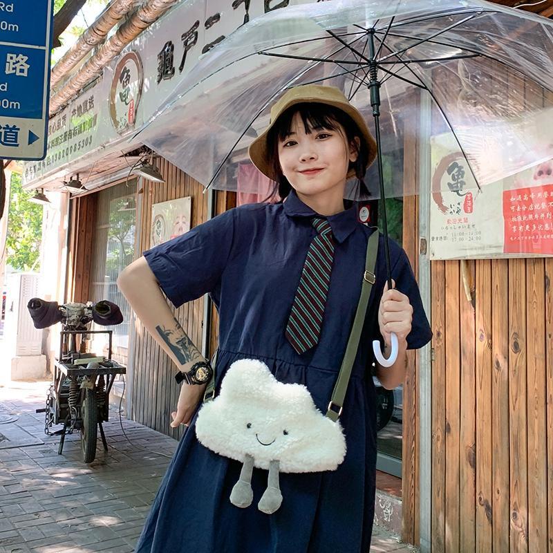 Túi Đeo Chéo Đựng Điện Thoại Hình Đám Mây Bằng Lông Nhung Mềm Mại Dễ Thương Phong Cách Lolita Nhật Bản