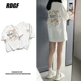 Áo thun croptop RDGF tay ngắn màu trắng phong cách Hàn Quốc thời trang 2023 cho nữ