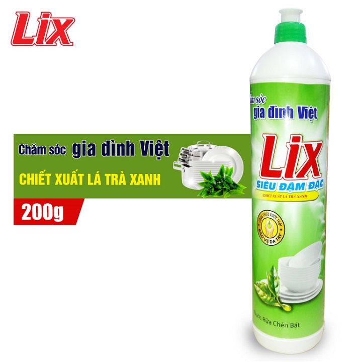 Nước rửa chén LIX siêu đậm đặc hương trà xanh 200g TX20T