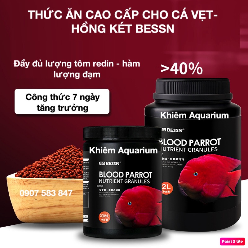 [TẶNG MEN TIÊU HOÁ]Cám Bessn Blood Barrot thức ăn hỗ trợ lên màu, giàu đạm và Vitamin cho cá hồng két 280G