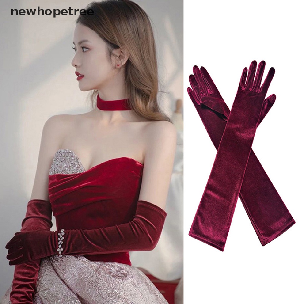 1 Cặp Găng Tay Nhung Dài Giữ Ấm Khi Lái Xe / Tiệc Giáng Sinh Cho Nữ