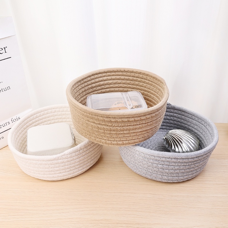 Giỏ Đựng Đồ Dùng Bằng Dây Cotton Bện Phong Cách Bắc Âu Độc Đáo Tiện Dụng