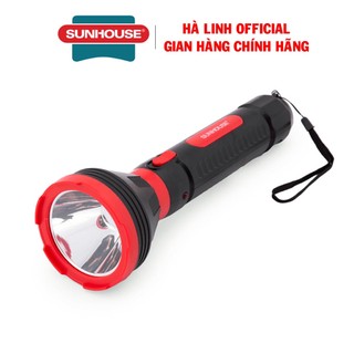 Đèn pin cầm tay led sunhouse she-4351 cỡ lớn - màu đỏ đen