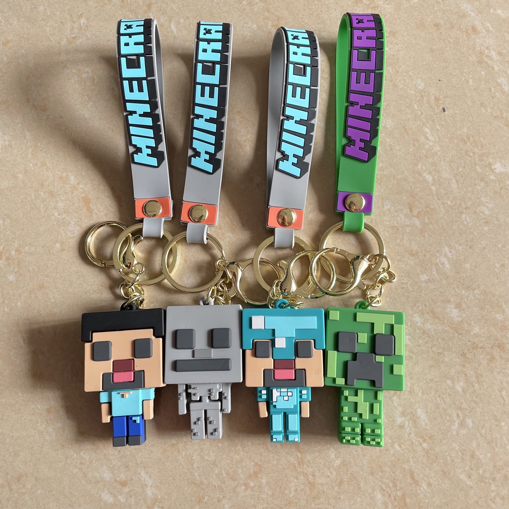 Mới Móc Khóa Nhựa pvc In Hình Nhân Vật game minecraft Dễ Thương