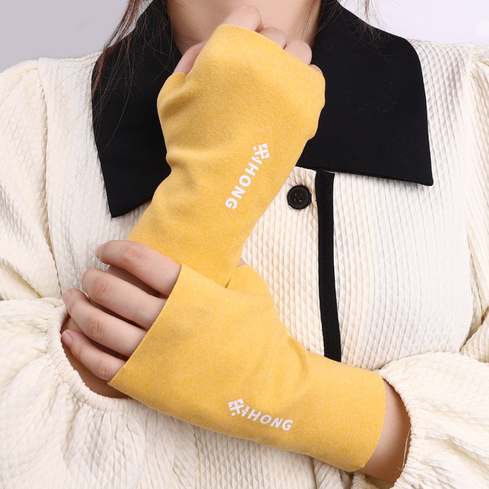 Găng Tay Thể Thao Hở Ngón Vải Lông Cừu Mềm Mại Chống Gió Chống Thấm Nước Màu Trơn Trọng Lượng Nhẹ Giữ Ấm Mùa Đông Thời Trang