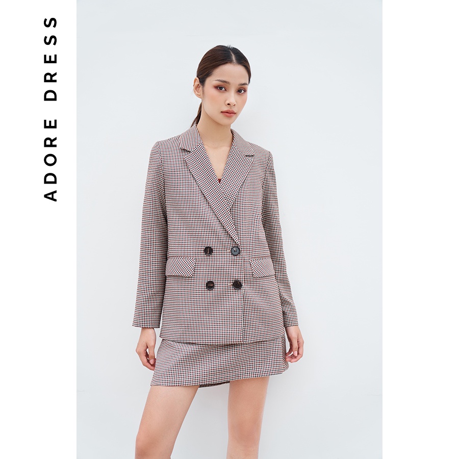 Áo khoác blazer basic 2 hàng khuy karo xanh đỏ 2BL1030 ADORE DRESS