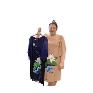 đầm trung niên hoa sen ảnh thật (Lolita xinh) LT01-1222