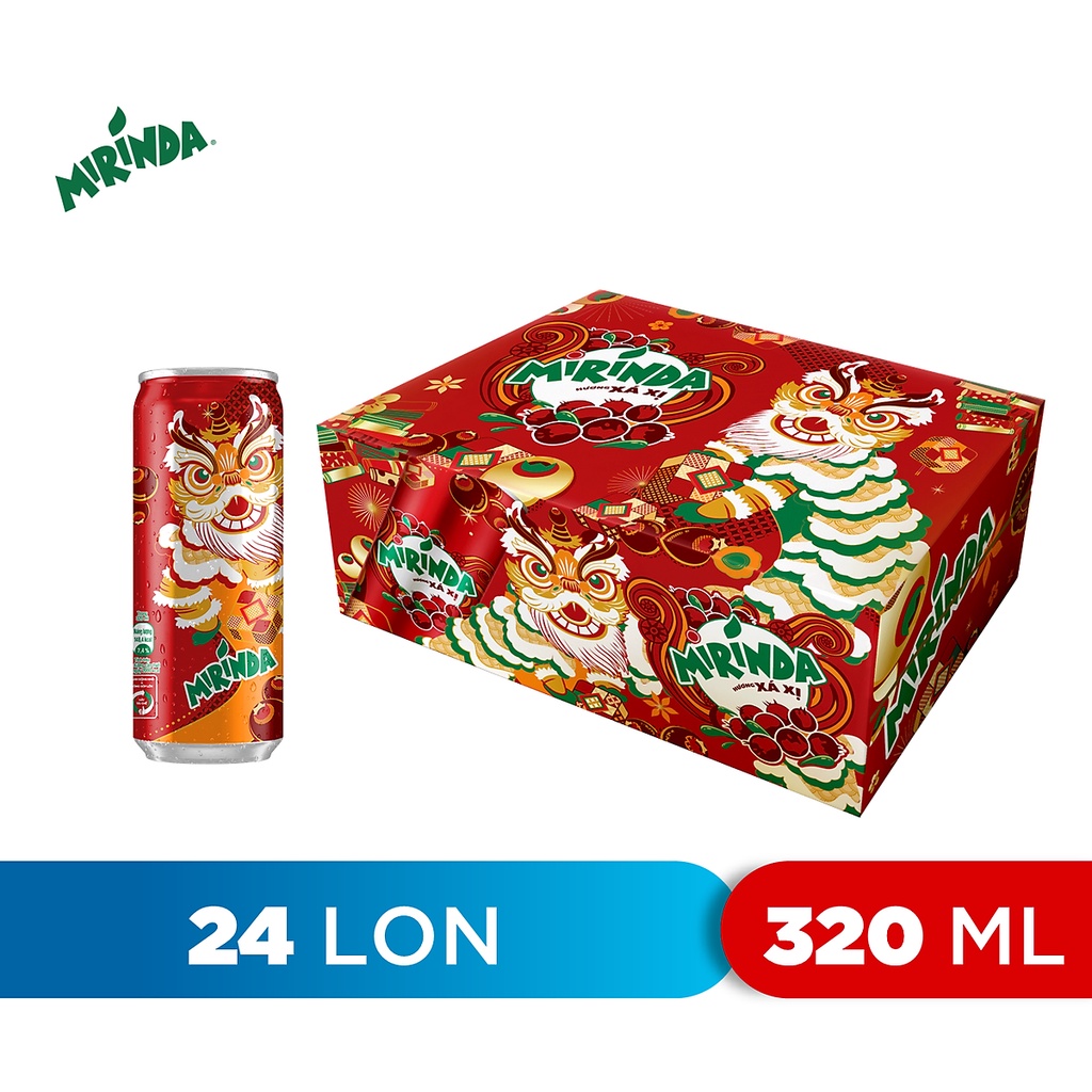 Thùng Mirinda Xá Xị 24 Lon x 320ml - Mẫu xuân 2023
