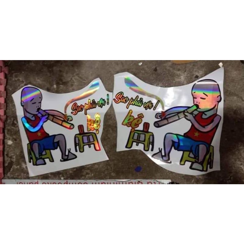 Tem xe tải hút thuôc lao. Cặp tem ông tễu kèm chữ Sao phải vội dán xe ô tô . Tem decal logo hút thuôc