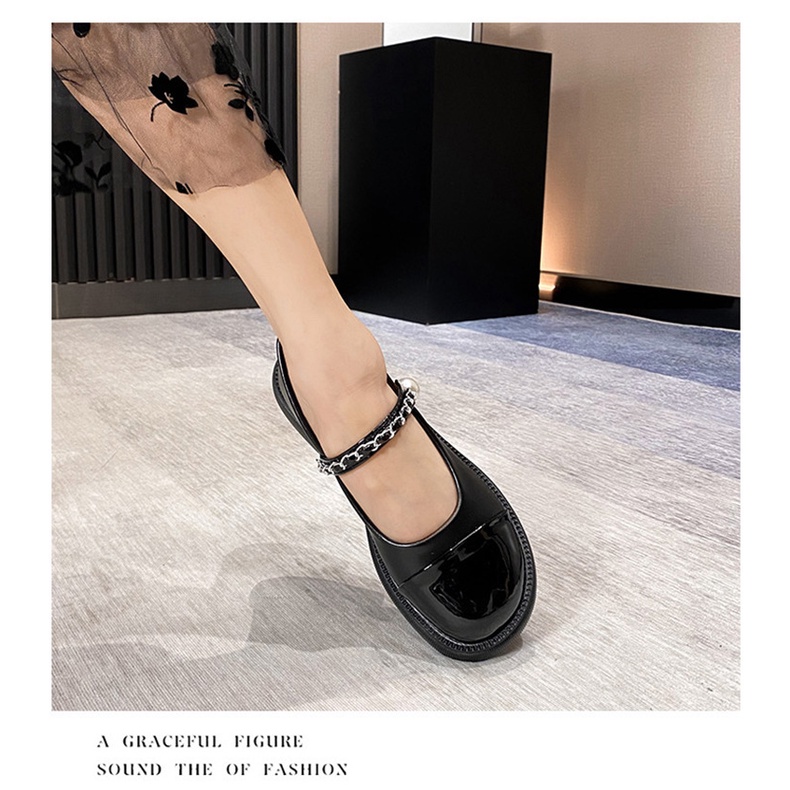 Giày Búp Bê Một Dây Đính Ngọc Trai Phong Cách Mary Jane Pháp Cổ Điển Màu Sắc Thời Trang Mùa Hè Nhẹ Nhàng Dành Cho Bạn