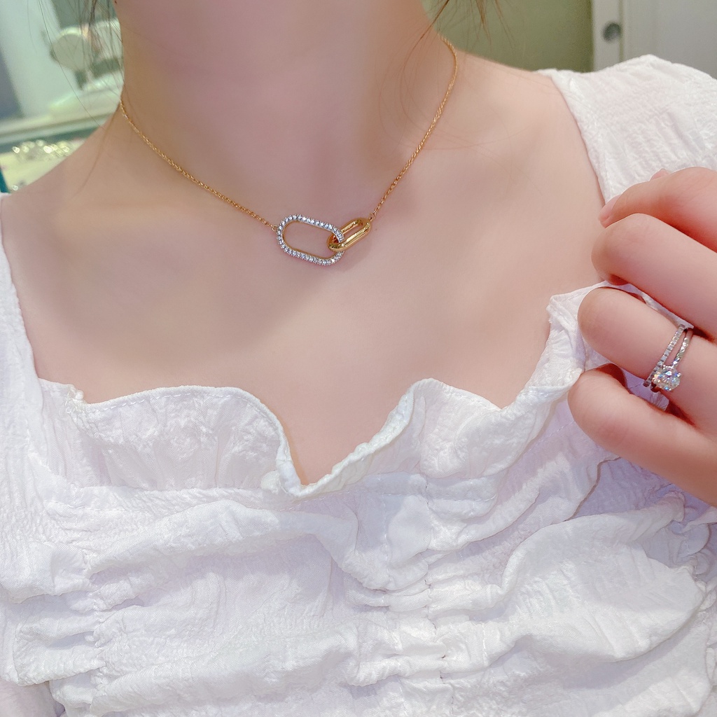 Dây Chuyền Chuỗi Pha Lê Xương Quai Xanh Có Khóa Cài Thời Trang Làm Quà Giáng Sinh Cho Nữ