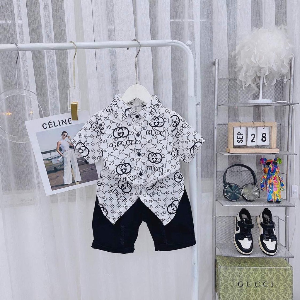Áo sơ mi lụa bé trai size 17-34kg