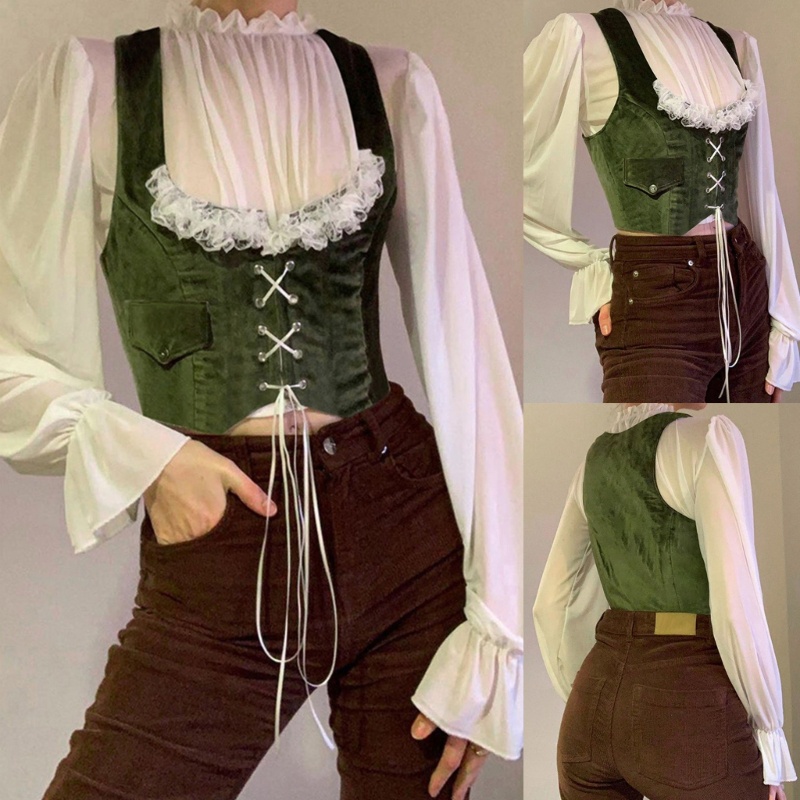 Xiangbao Áo Hai Dây Thắt Nơ Trước Ngực Phong Cách Steampunk Cổ Điển Dành Cho Nữ