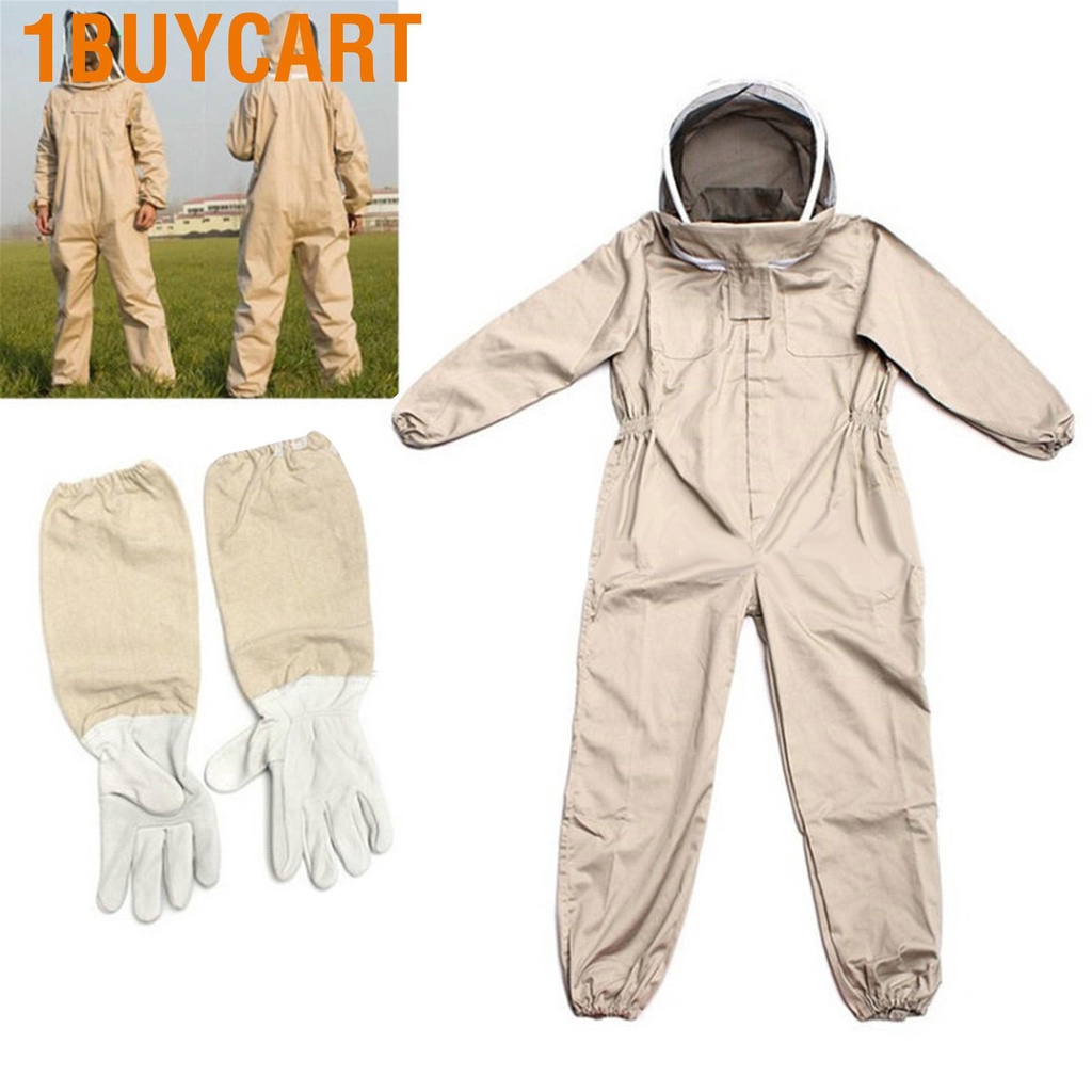 1buycart Goatskin Leather Beekeeping Gloves Breathable Comfortable Elastic Cuff Supply