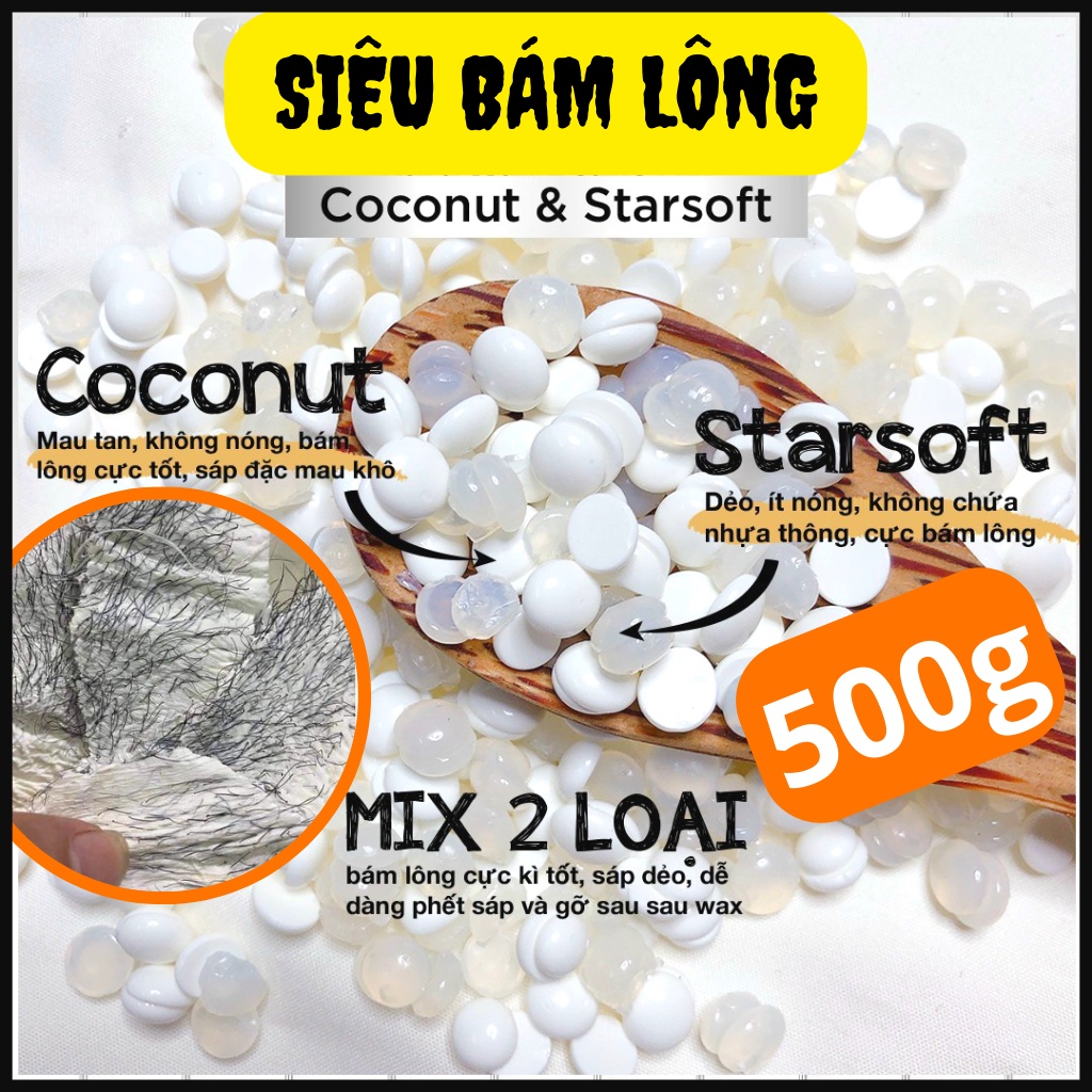 500G Sáp wax lông SỮA DỪA, triệt lông ria râu mép