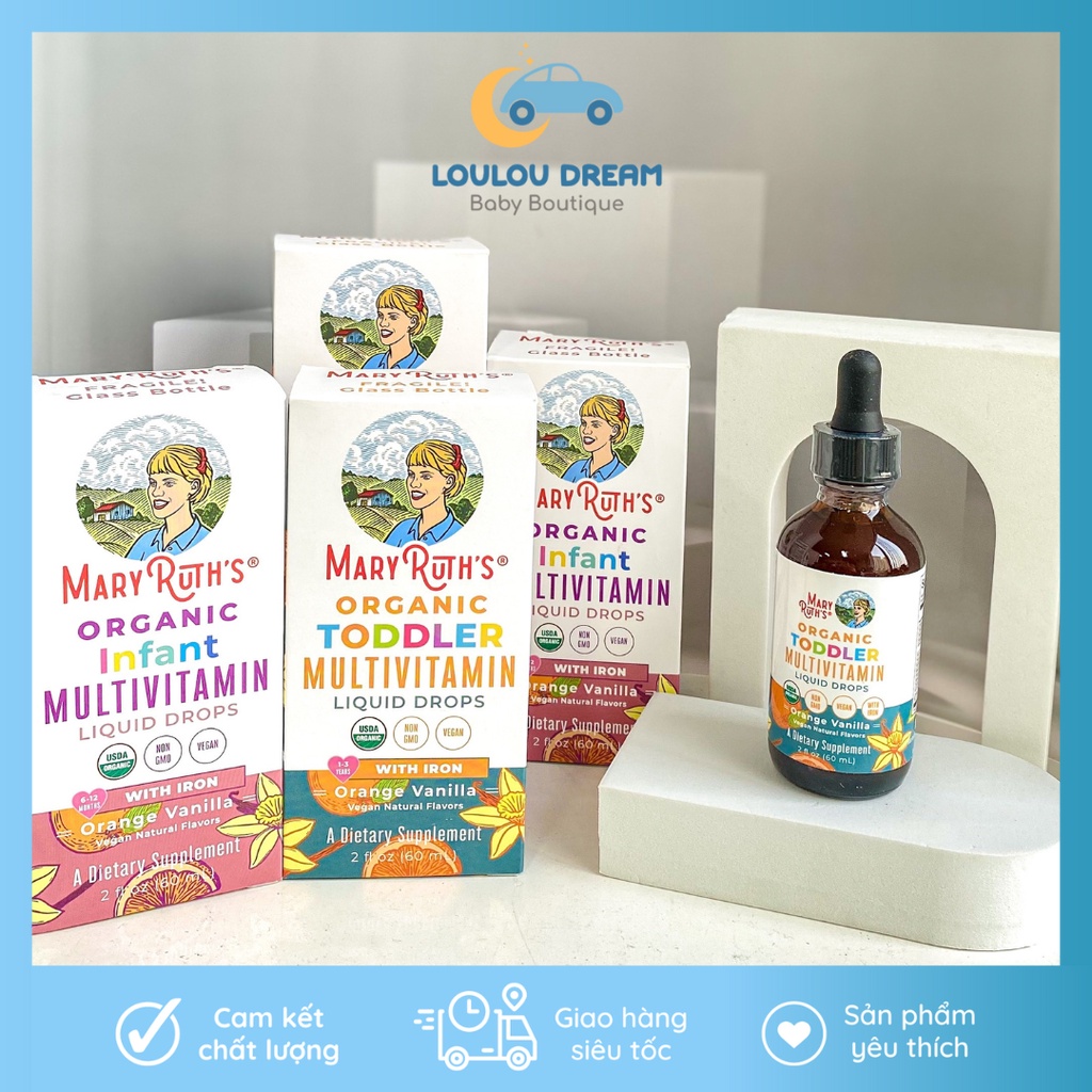 Vitamin tổng hợp chứa sắt hữu cơ Mary Ruth Organic Multivitamin dạng lỏng cho bé từ 6m (60ml)
