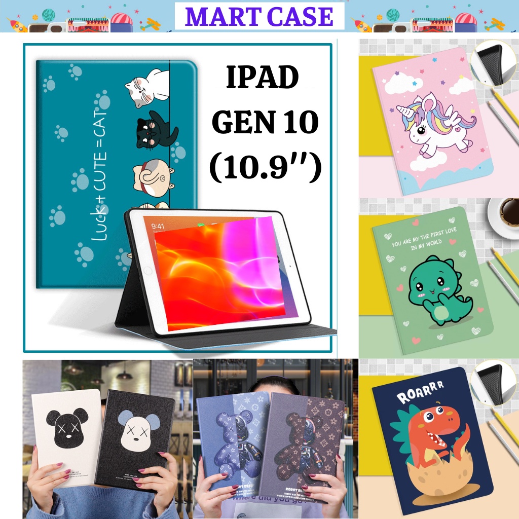 Ốp ipad Silicon hình Mèo cute ốp ipad Gen 10 (10.9'')...MART CASE