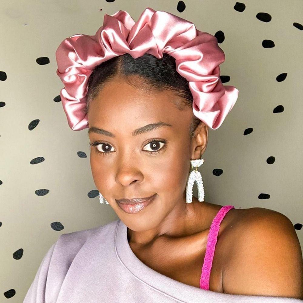 ANEMONE Băng đô cài tóc rửa mặt Satin Co Giãn Màu Sắc Trơn Phong Cách Hàn Quốc Cho Nữ