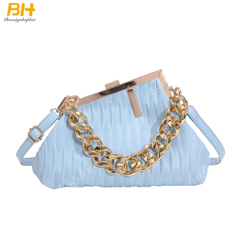 Túi Xách Đeo Vai Hình Vuông Cỡ Nhỏ Phối Dây Đeo Sợi Xích Thời Trang Hàn Quốc 2022 Cho Nữ