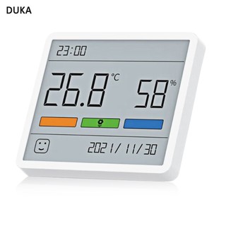 Máy đo độ ẩm nhiệt độ Duka TH1 có đồng hồ và lịch Màn hình lớn 3,67 inch Máy đo nhiệt độ và độ ẩm cảm biến độ nhạy cao