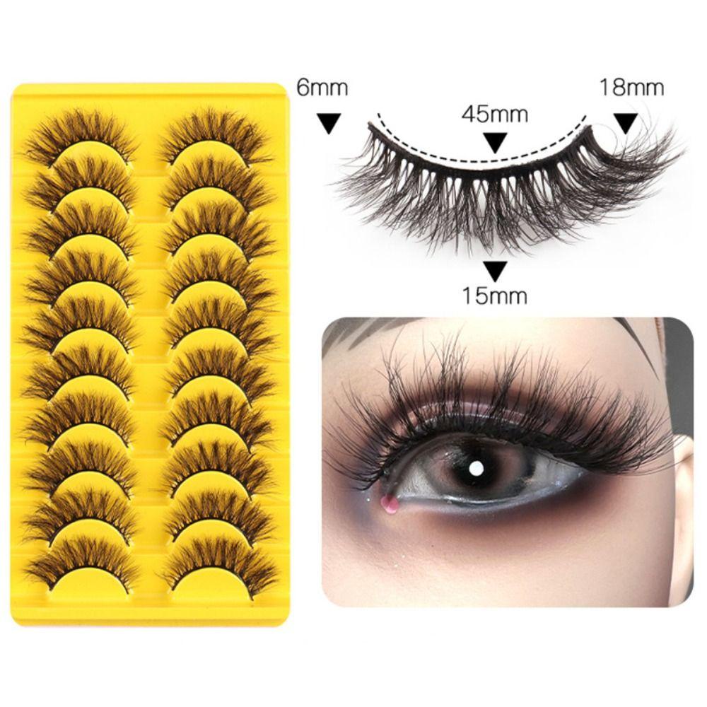 Hộp 10 Cặp Lông Mi Giả Bằng Lông Chồn Nhân Tạo Nối Dài Mi
