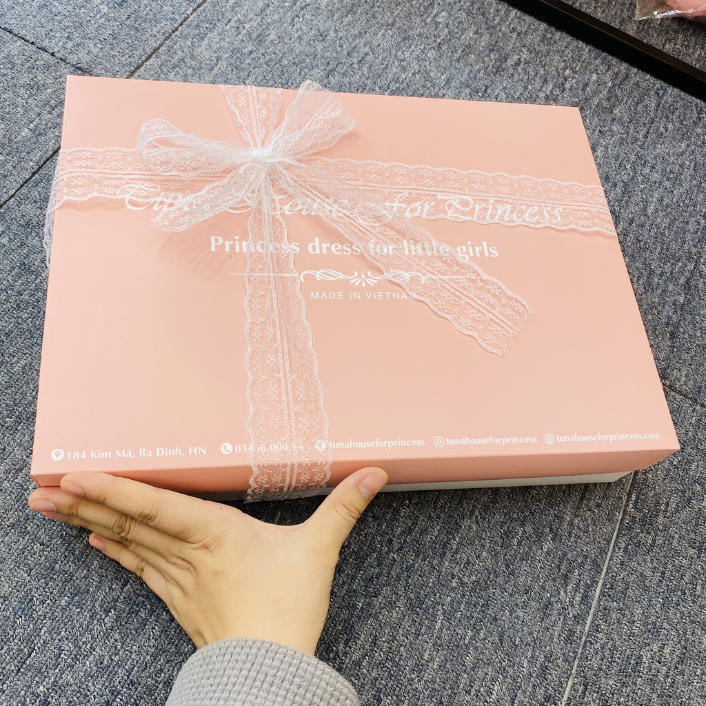 Hộp giấy đựng váy công chúa thiết kế cho bé gái Tuna House For Princess màu hồng làm quà tặng xinh xắn