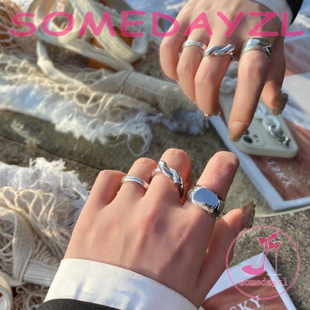 Nhẫn Thắt Nút Mặt Vuông Phong Cách Hip Hop Punk Vintage Thời Trang