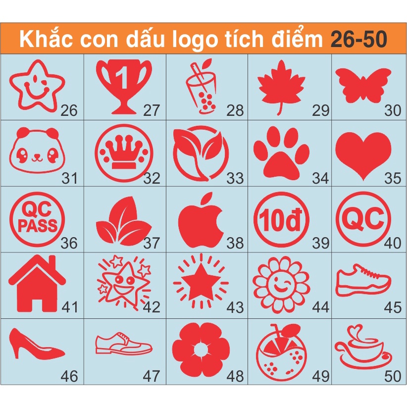Khắc con dấu logo tích điểm (26-50)