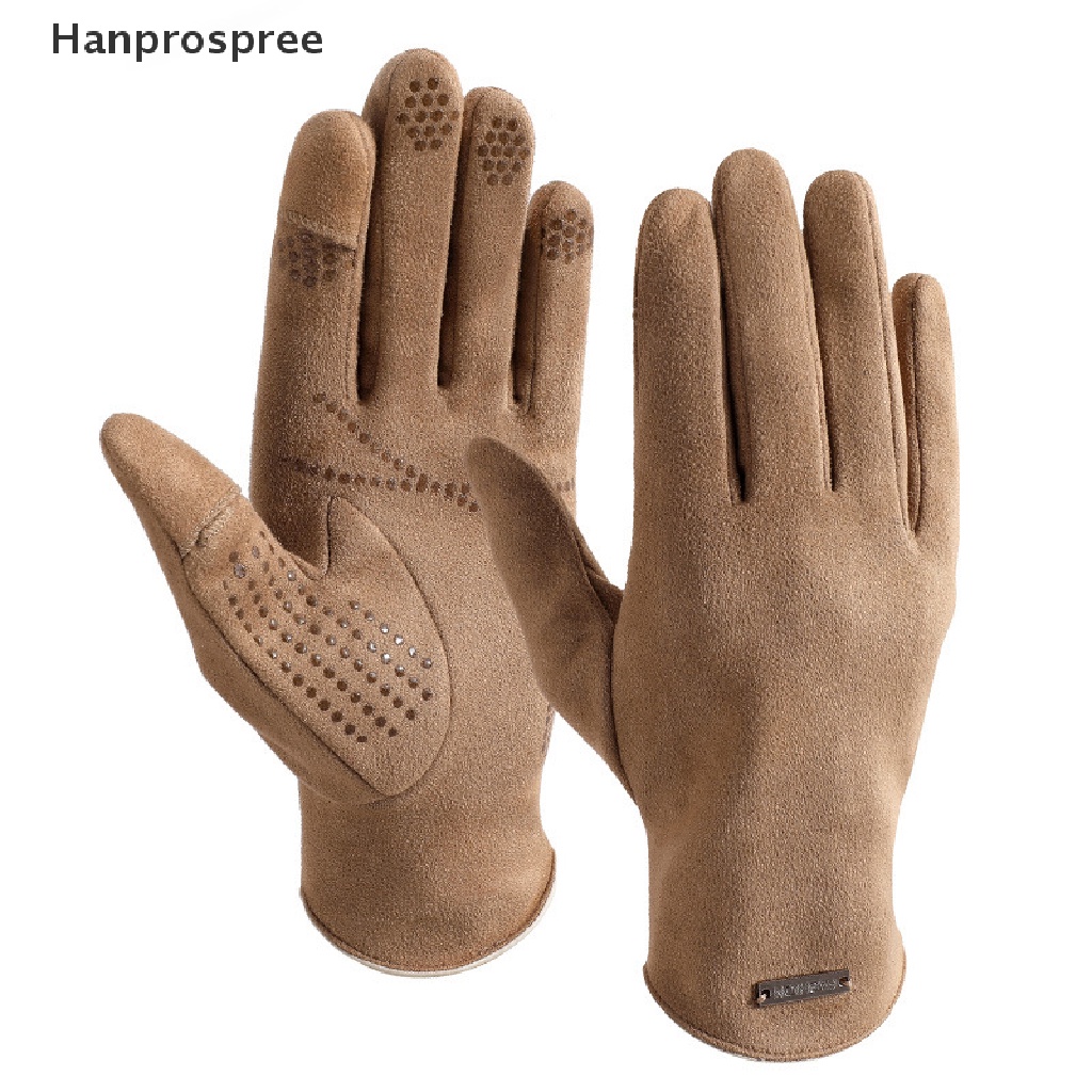 1 Đôi Găng Tay Da Lộn Giữ Ấm Chống Gió Chống Trượt Có Thể Chạm Màn Hình Cảm Ứng