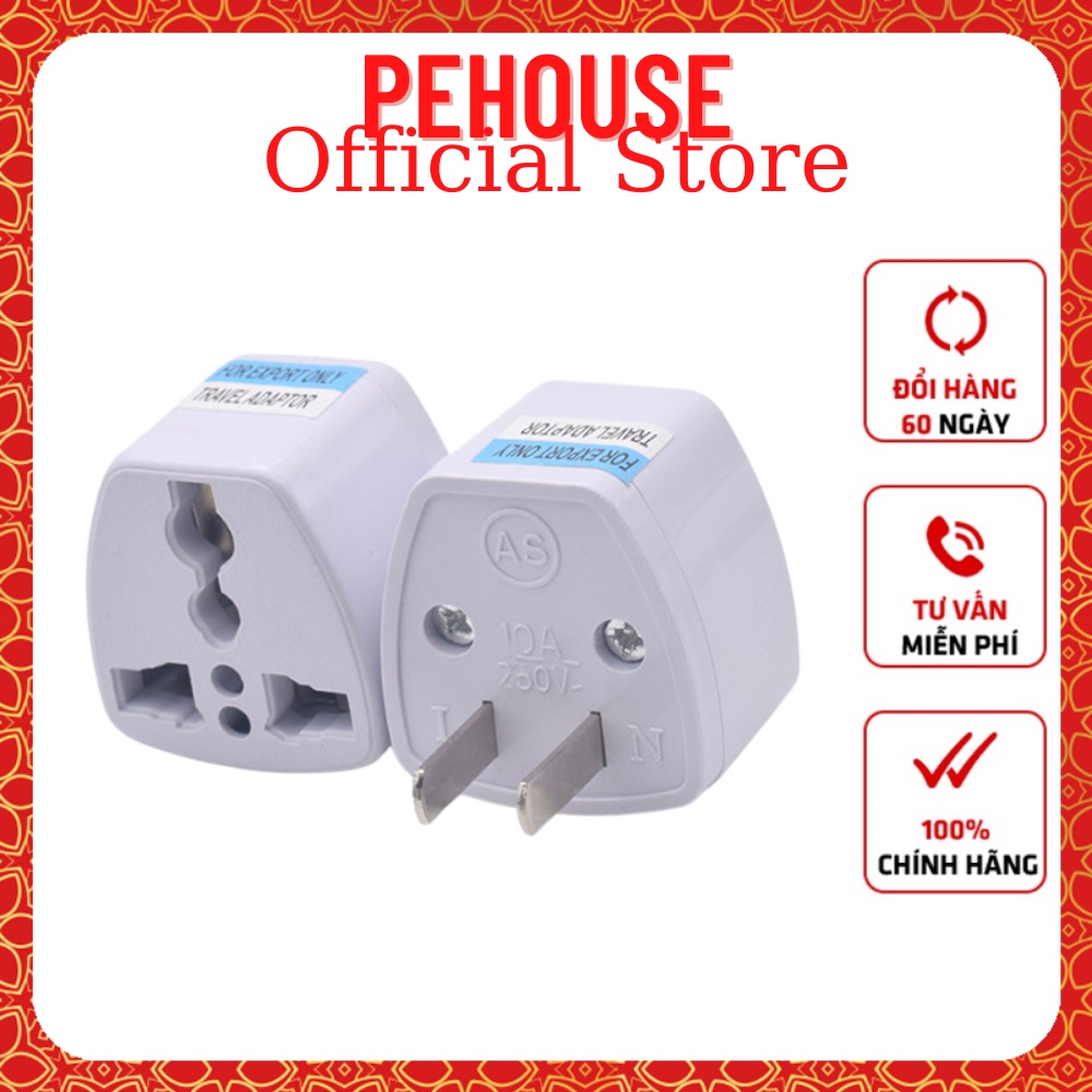 Ổ cắm chuyển đổi 3 chân sang 2 chân giắc 3 chạc sang 2 chấu phích cắm nguồn 220V