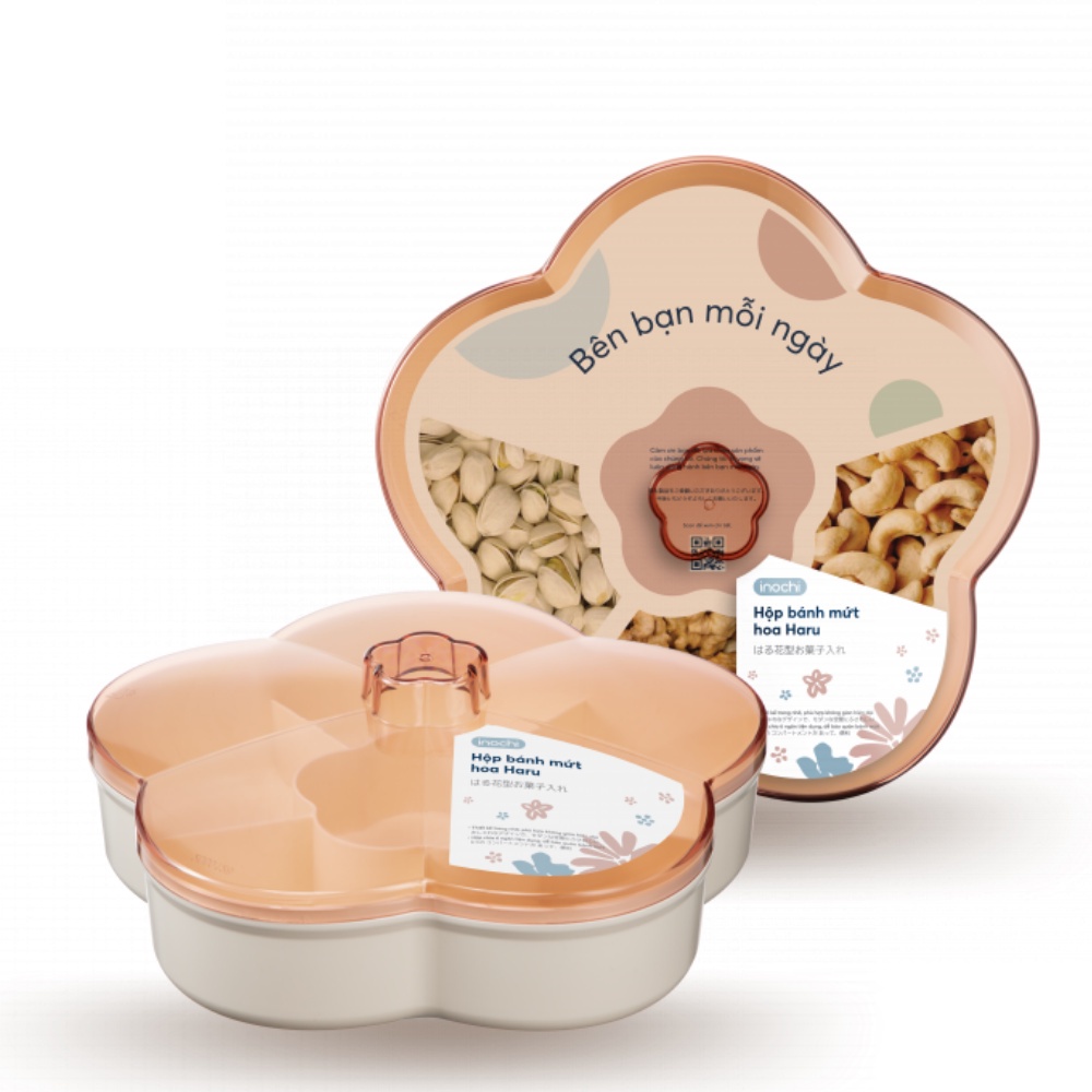 Hộp bánh mứt hoa Haru INOCHI, Hộp Mứt Tết, Khay Đựng Bánh Kẹo Tết Haru INOCHI Cao Cấp Hình Bông Hoa Mai