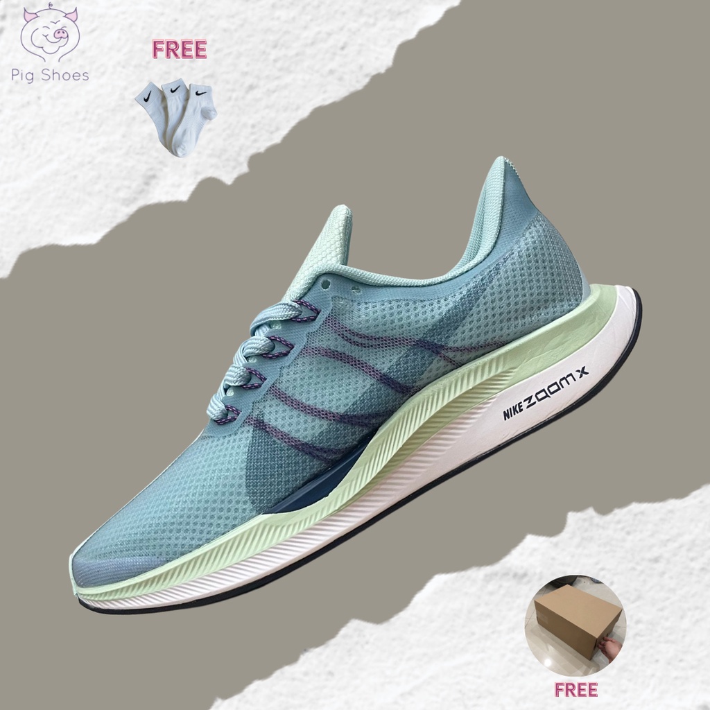Giày Thể Thao Nike Zoom Pegasus 35 Blue, Nike Zoom Xanh Biển Cực Nhẹ - Êm Chân; Đầy Đủ Box - Bill, Tặng Vớ Trắng